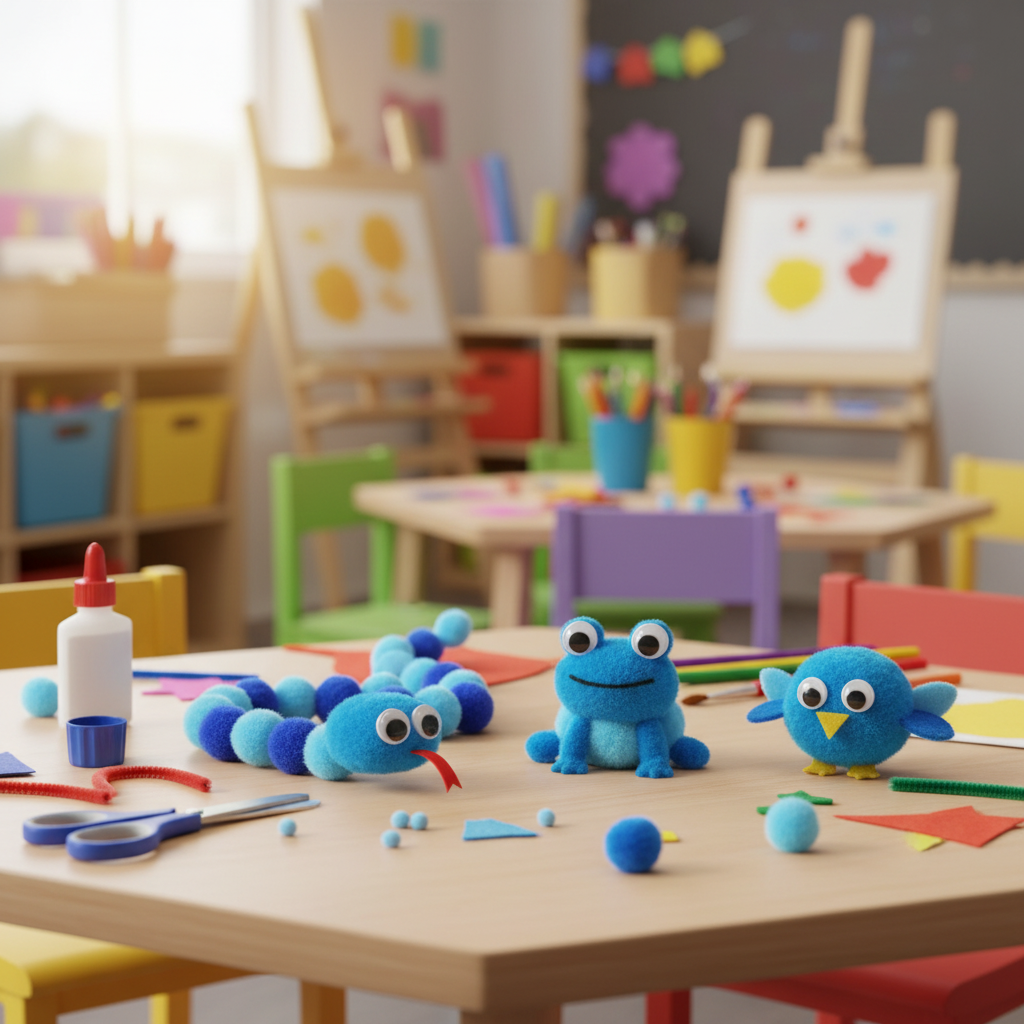 Crazy Crafts Pom Poms - Blue Mix