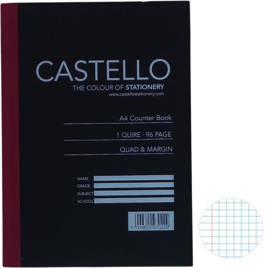 A4 Hardcover 1 Quire Quad And Margin 96 Page - Castello