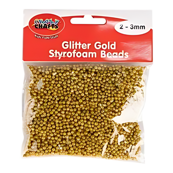 Crazy Craft Styrofoam Beads - Glitter Gold