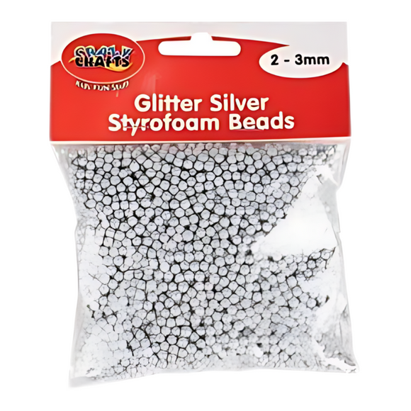 Crazy Craft Styrofoam Beads - Glitter Silver