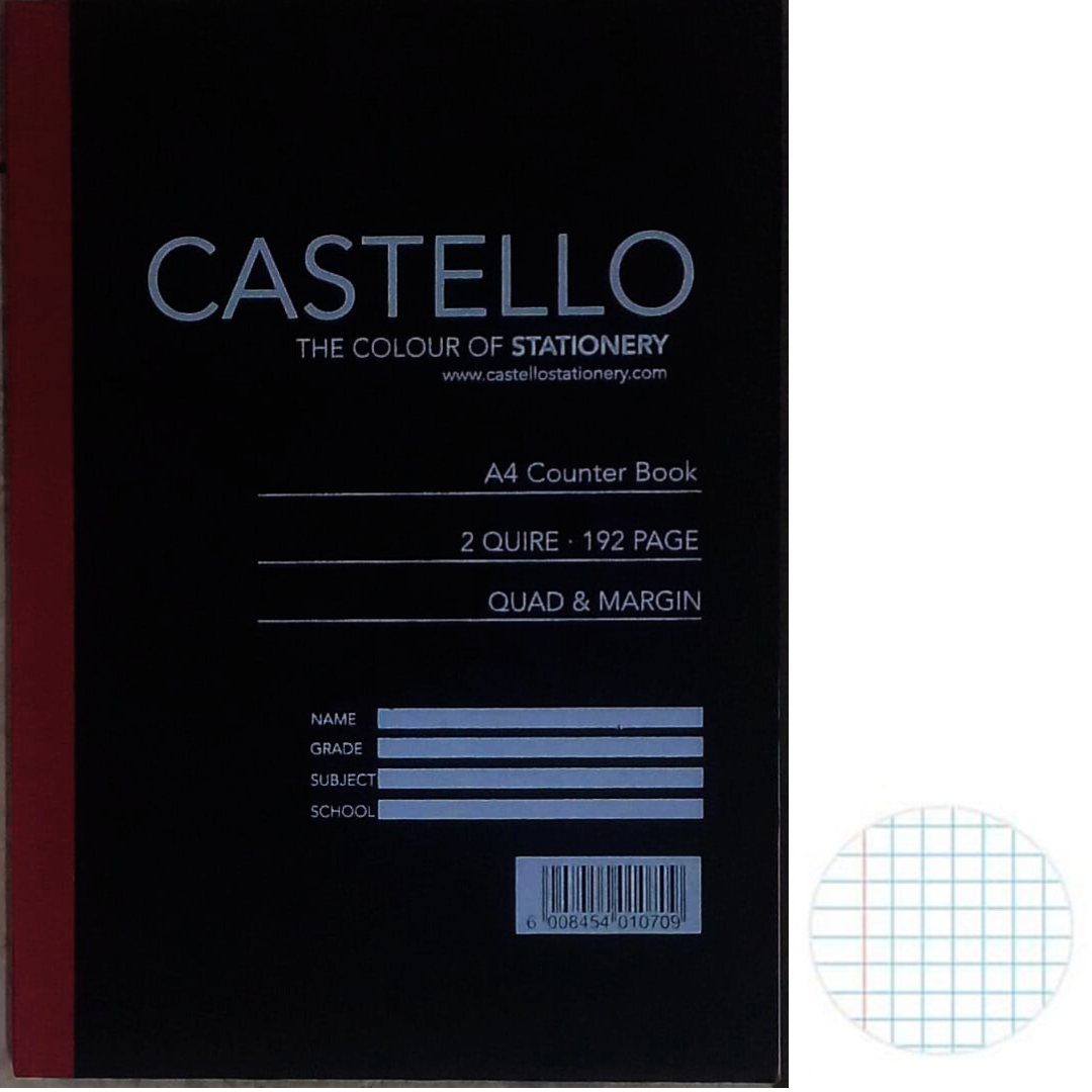 A4 Hardcover 2 Quire Quad And Margin 192 Pages, Castello