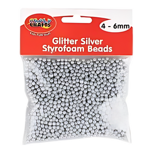 Crazy Craft Styrofoam Beads - Glitter Silver