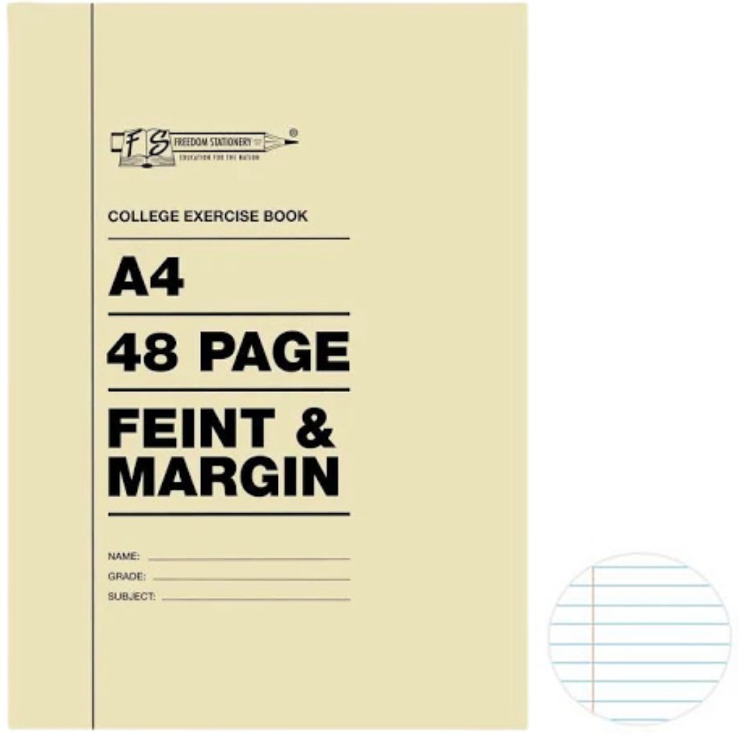 A4 Softcover Feint and Margin 48 Page, Freedom Stationery