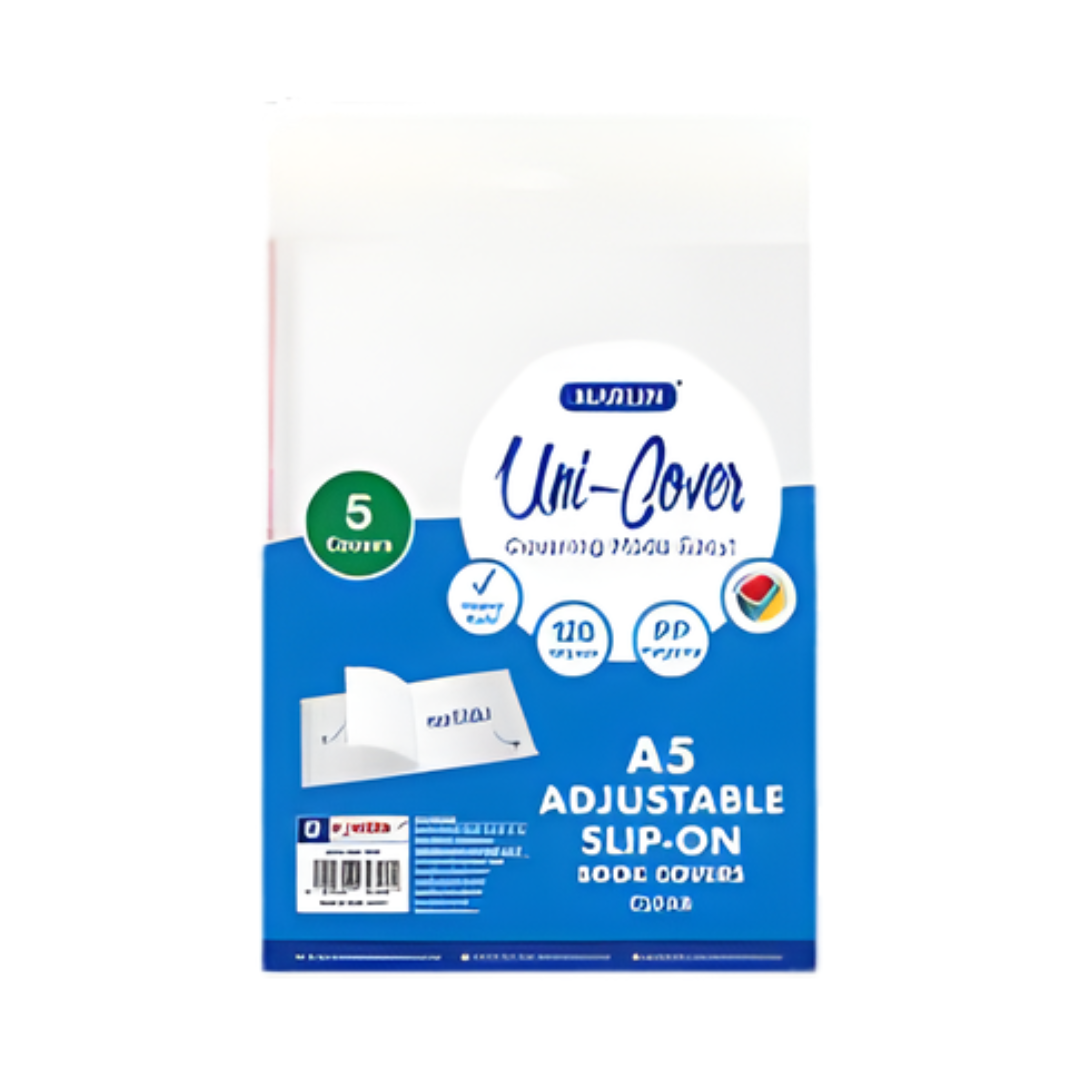 A5 Slip on Adjustable Book Covers Pack of 5