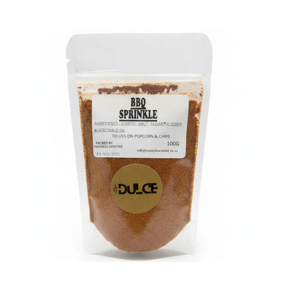 Bag of Dulce BBQ Sprinkle on a white background