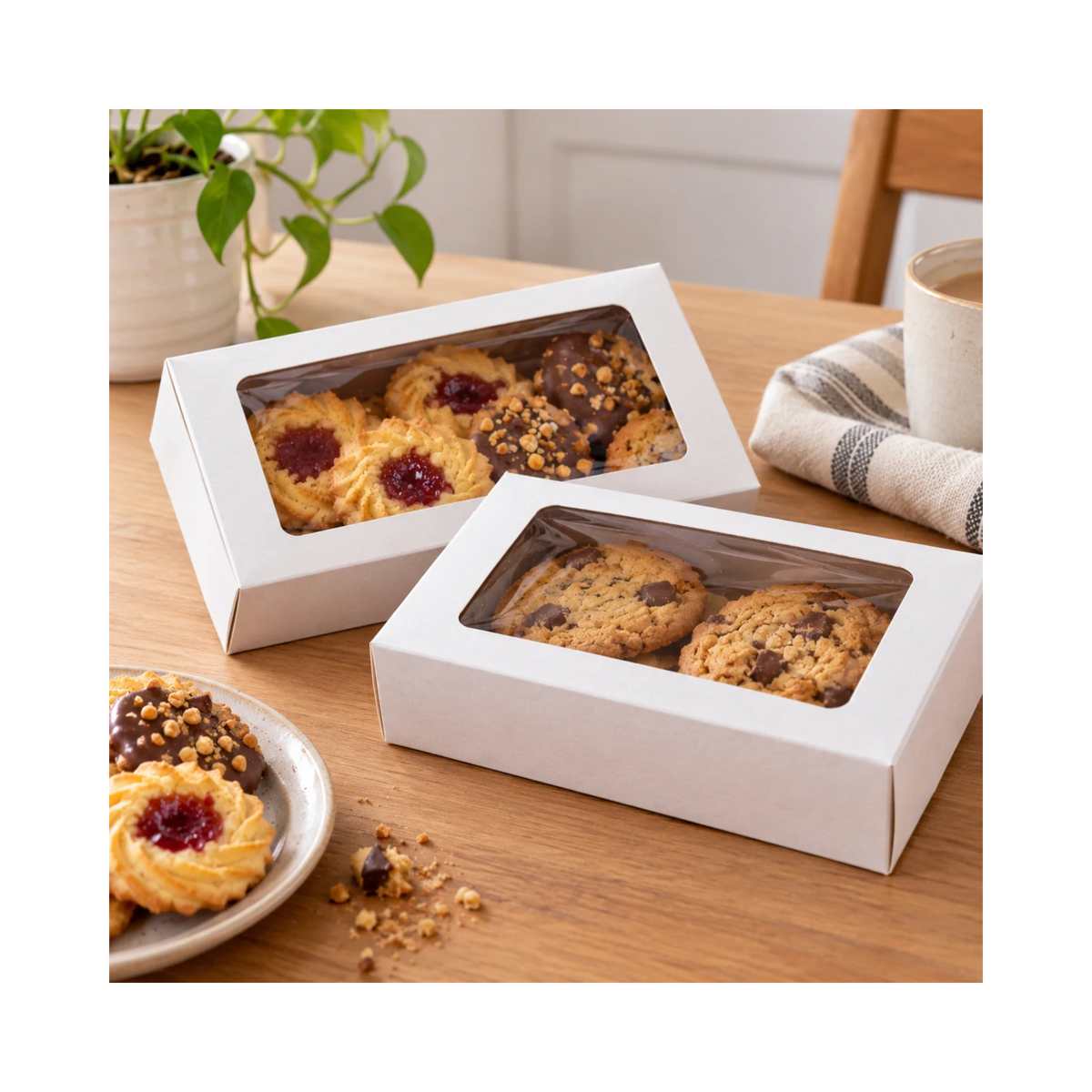 Biscuit Boxes White With Window Assorted Sizes