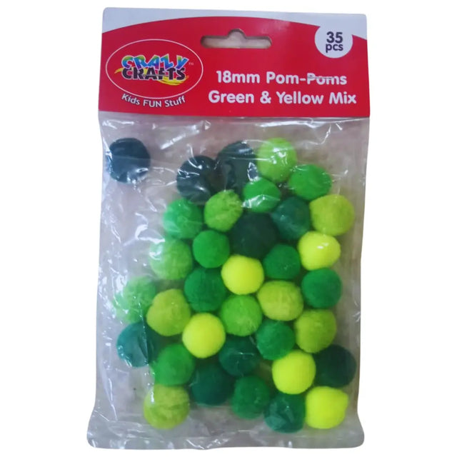 Crazy Crafts Pom Poms - Green & Yellow Mix Crazy Crafts