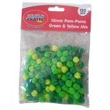 Crazy Crafts Pom Poms - Green & Yellow Mix