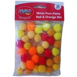 Crazy Crafts Pom Poms - Red & Orange Mix