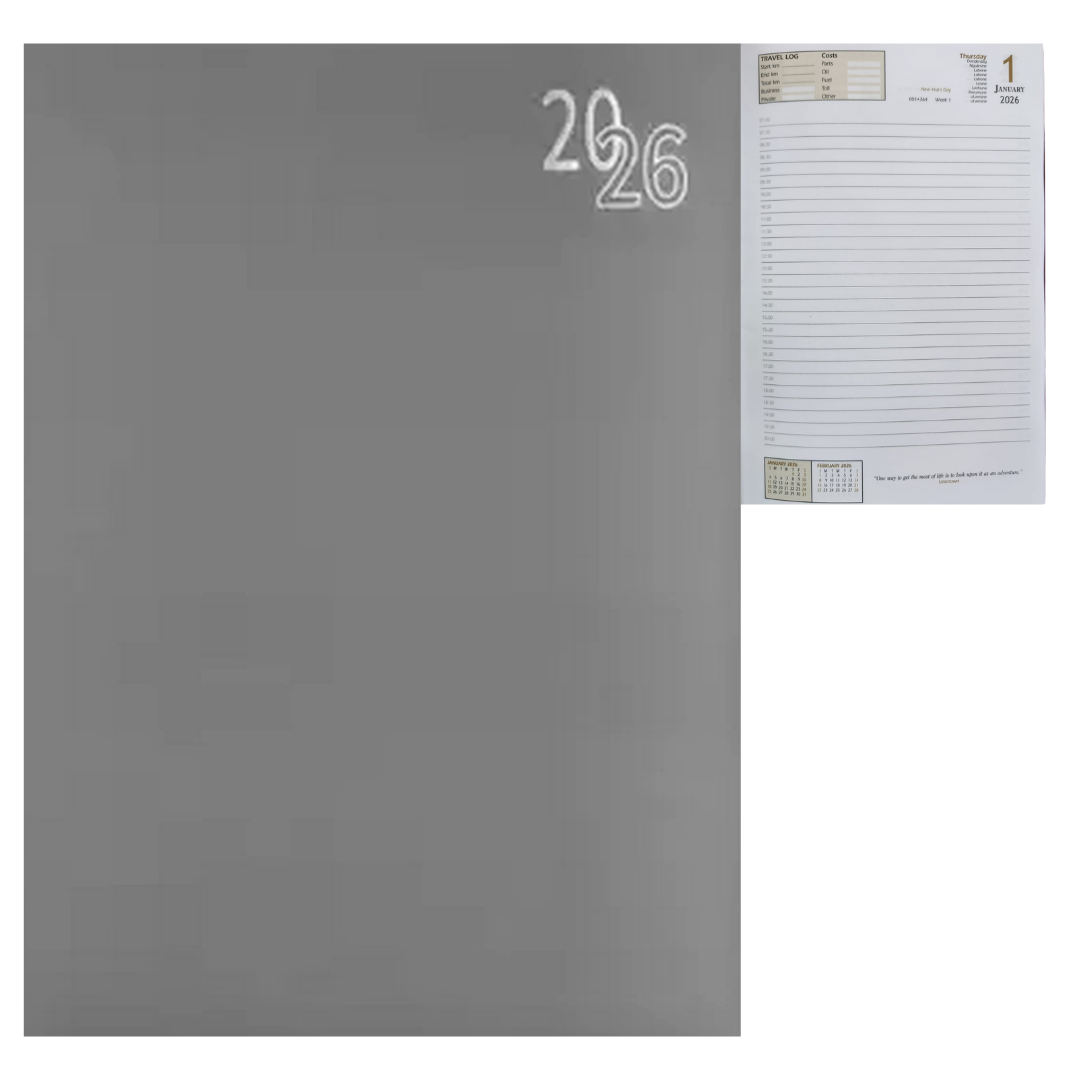 Page A Day Diary 2026 A5/A4 - Charcoal