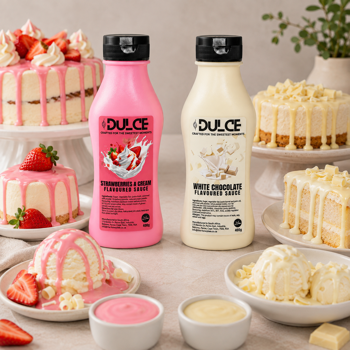 Dulce Strawberry & White Chocolate Sauce Combo