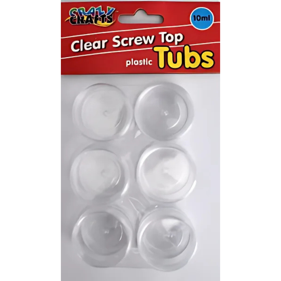 Crazy Crafts Clear Screw Tops Tubs - 10ml 6psc