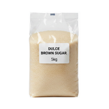 Bag of Dulce brown sugar with a clear cover on a white background