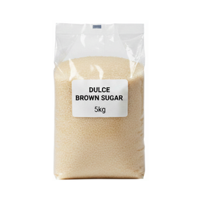 Bag of Dulce brown sugar with a clear cover on a white background