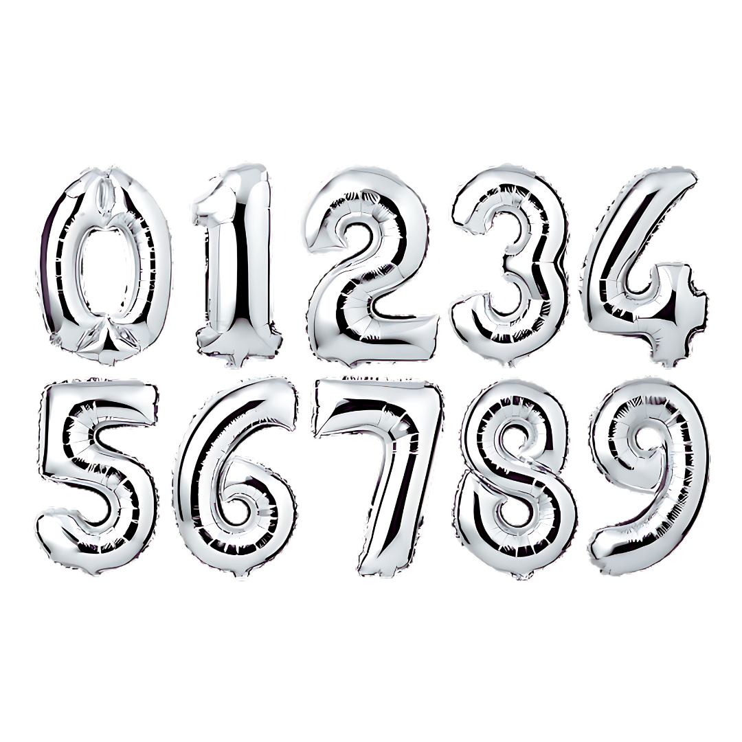 Foil Balloons - Numbers, Silver