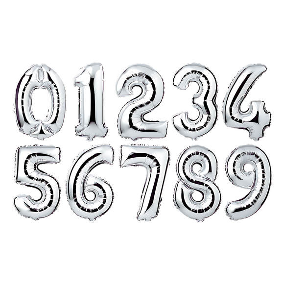 Foil Balloons - Numbers, Silver