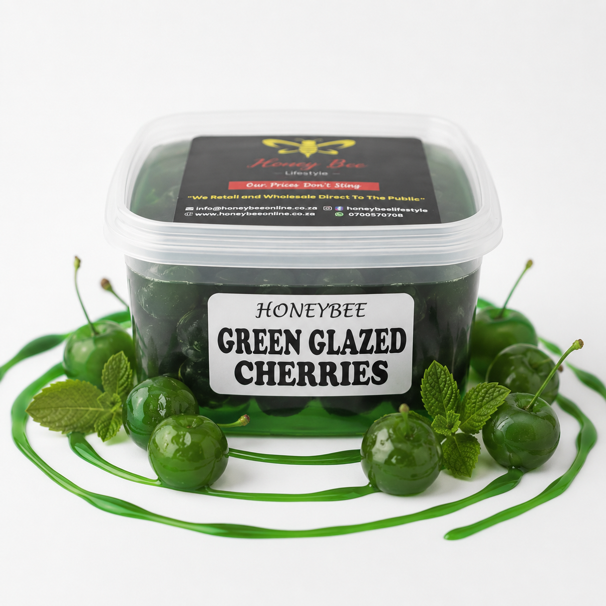 Green Glazed Cherries Fruit Topping - Assorted Sizes