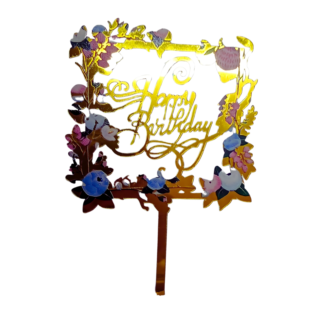 Fancy Happy Birthday Cake Toppers - Plain, Acrylic