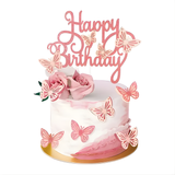 Fancy Happy Birthday Cake Toppers Combo- Pink