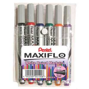 Pentel Whiteboard Markers Maxiflo Pack of 6