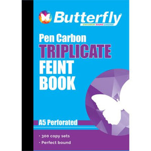 Butterfly A5 Triplicate Feint Book