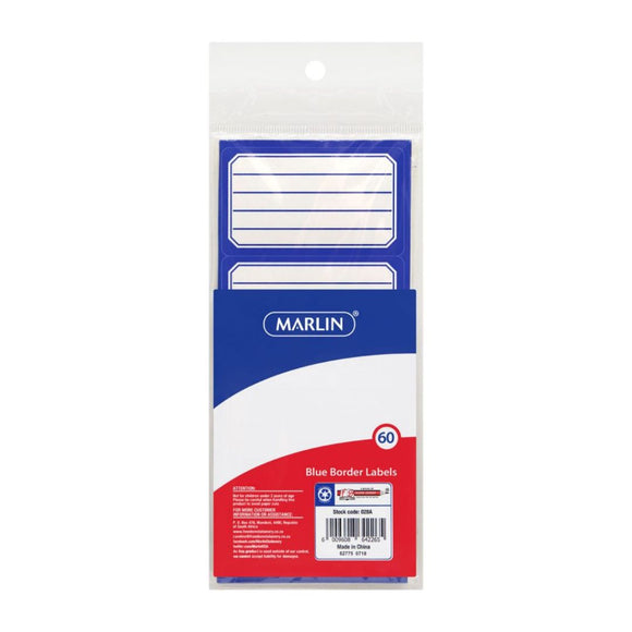 Marlin Blue Bordered Labels Pack of 60