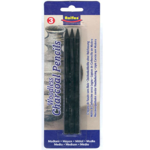 Rolfes Woodless Charcoal Pencils Pack of 3