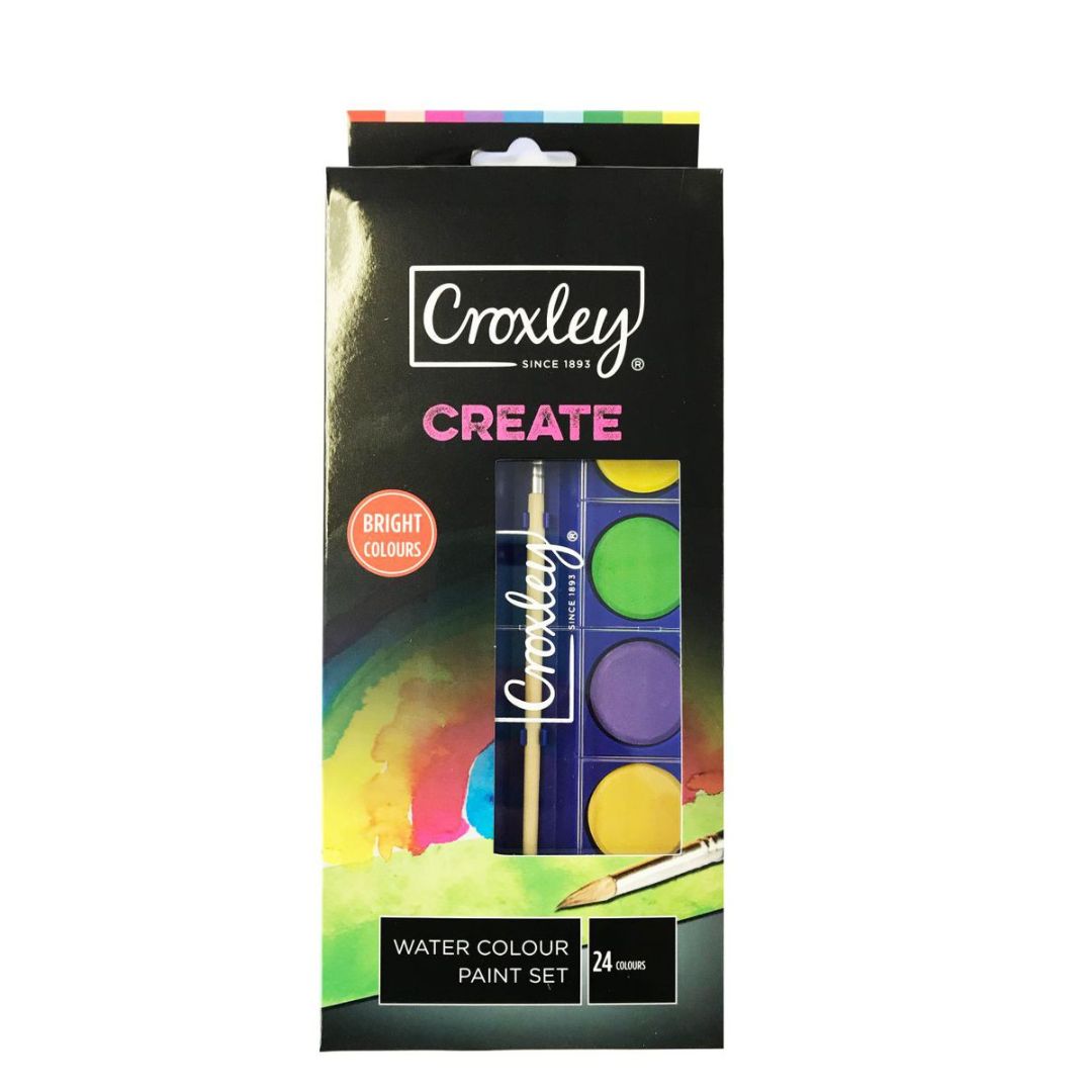 Croxley Water Colour Paint Set of 24 Assorted Bright Colours