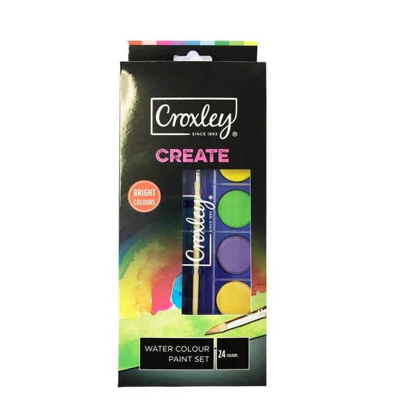 Croxley Water Colour Paint Set of 24 Assorted Bright Colours