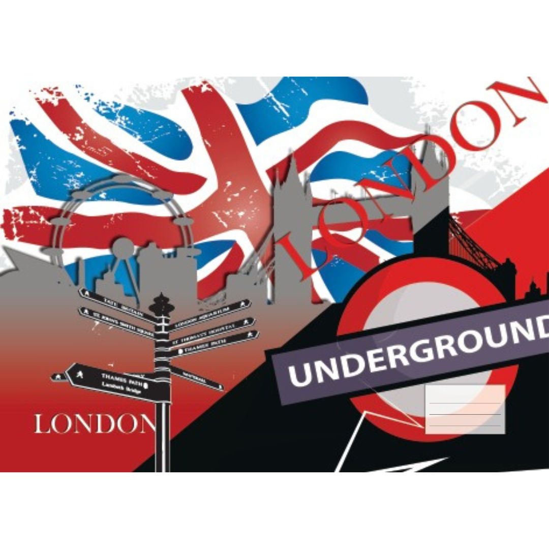 A4 Precut Book Covers - London Themed Design- Pack of 5