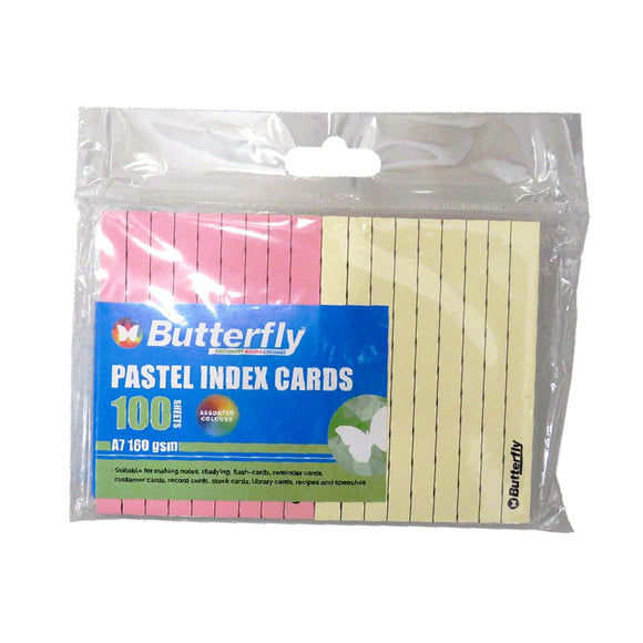 Butterfly Pastel Index Cards Assorted Colours