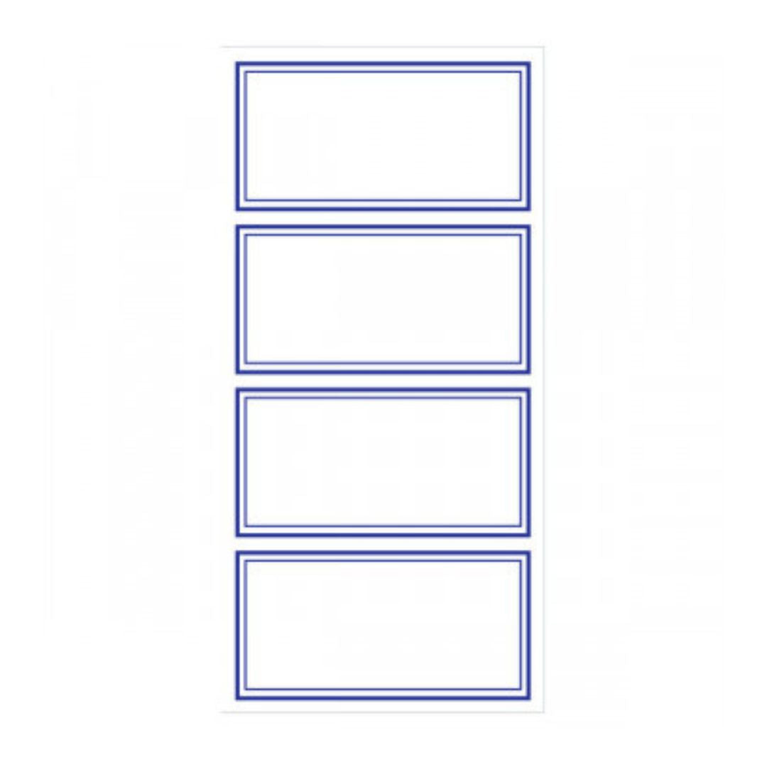 Blue Border Labels.