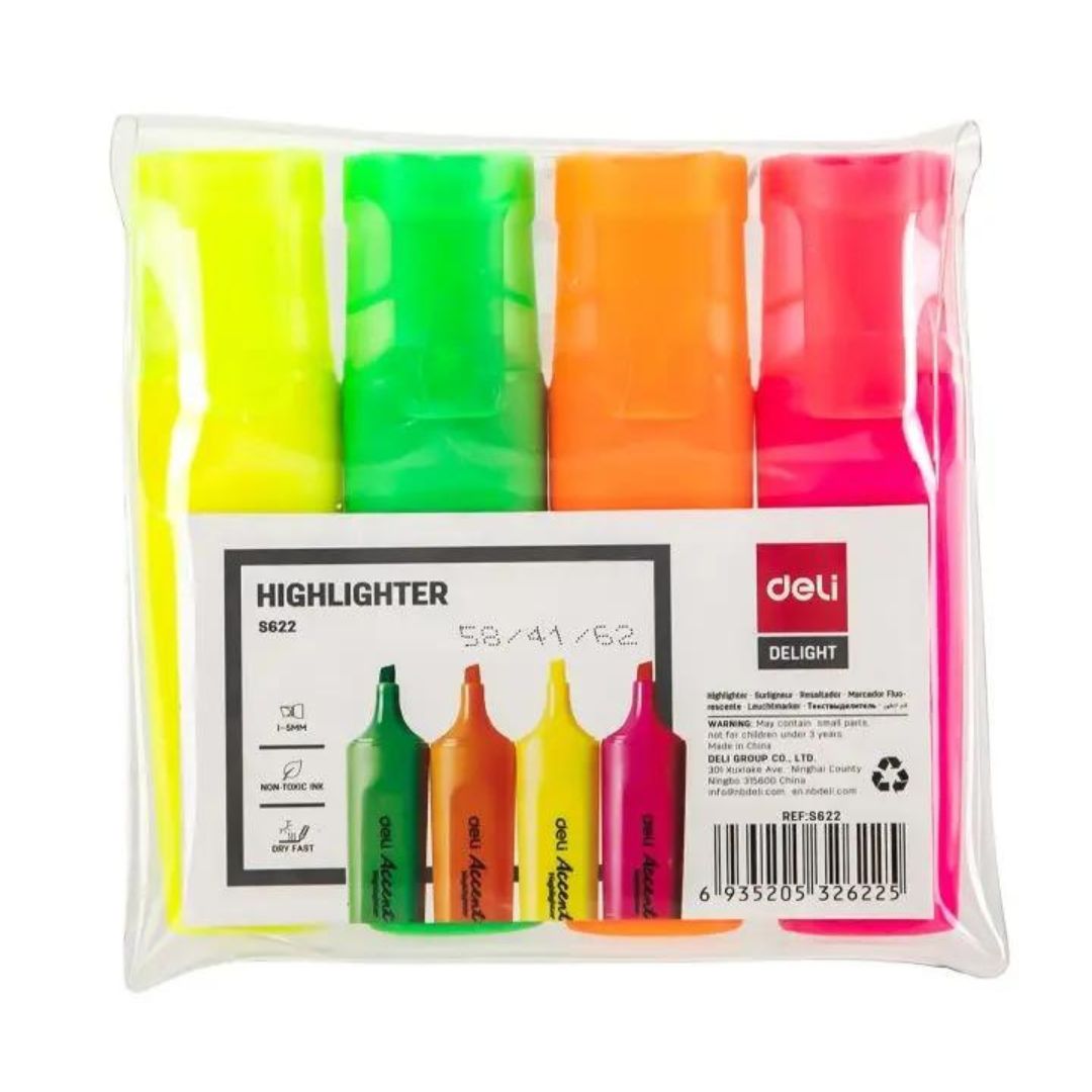 Deli Highlighters Wallet of 4