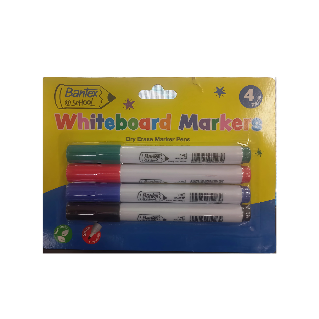 Bantex whiteboard markers pack of 4