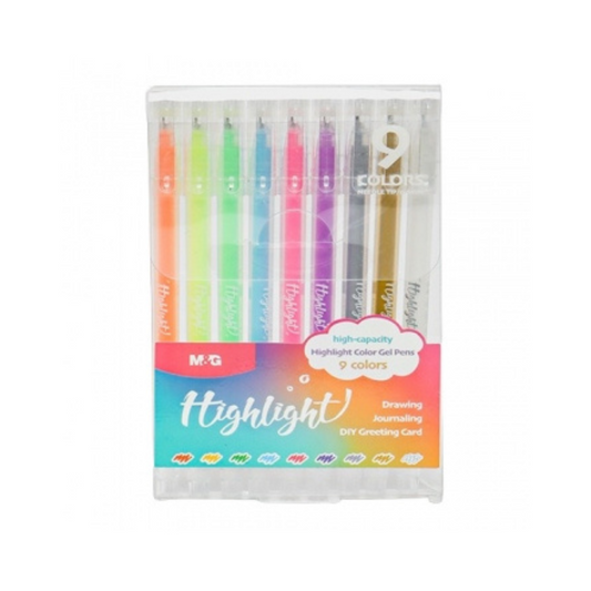 M&G highlight colour gel pen 9pk