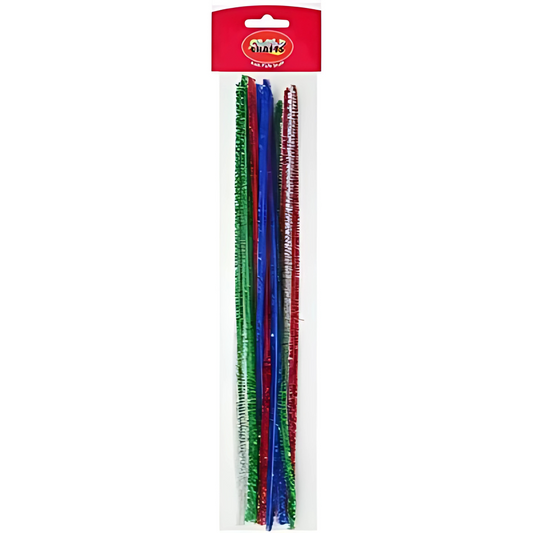 Crazy Craft Pipe Cleaners - Chenille Metallic, Red, Green, and Blue 18pc