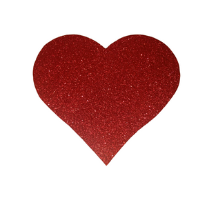 Polystyrene Heart Cut-out - Glitter, Red, 2D
