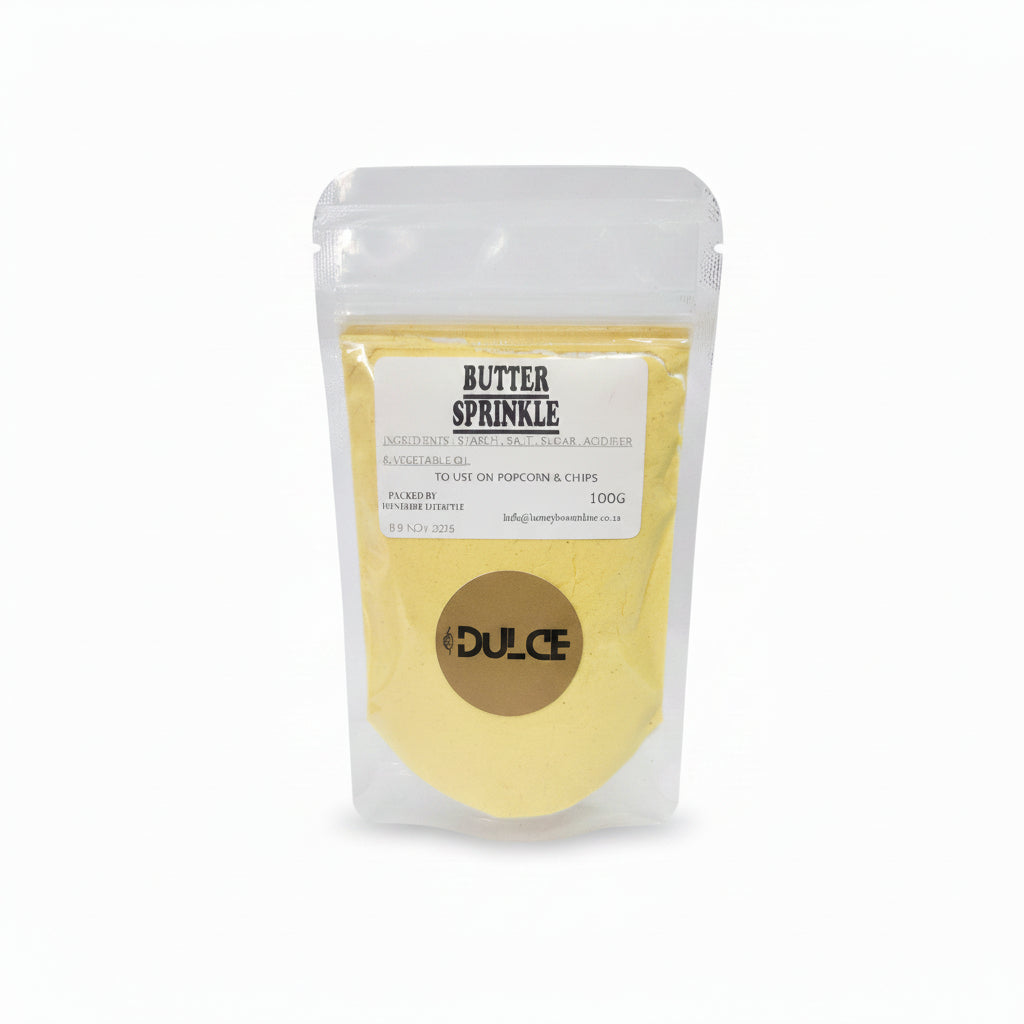 Butter sprinkle spice seasoning pack for popcorn and chips