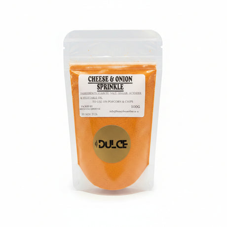 Cheese and onion sprinkle spice seasoning pack for popcorn and chips