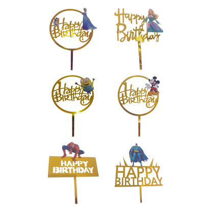 Character Cake toppers - Acrylic, Happy Birthday