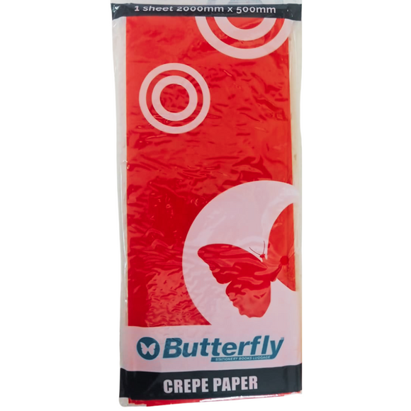 Crepe Paper - Red, 2m x 500mm