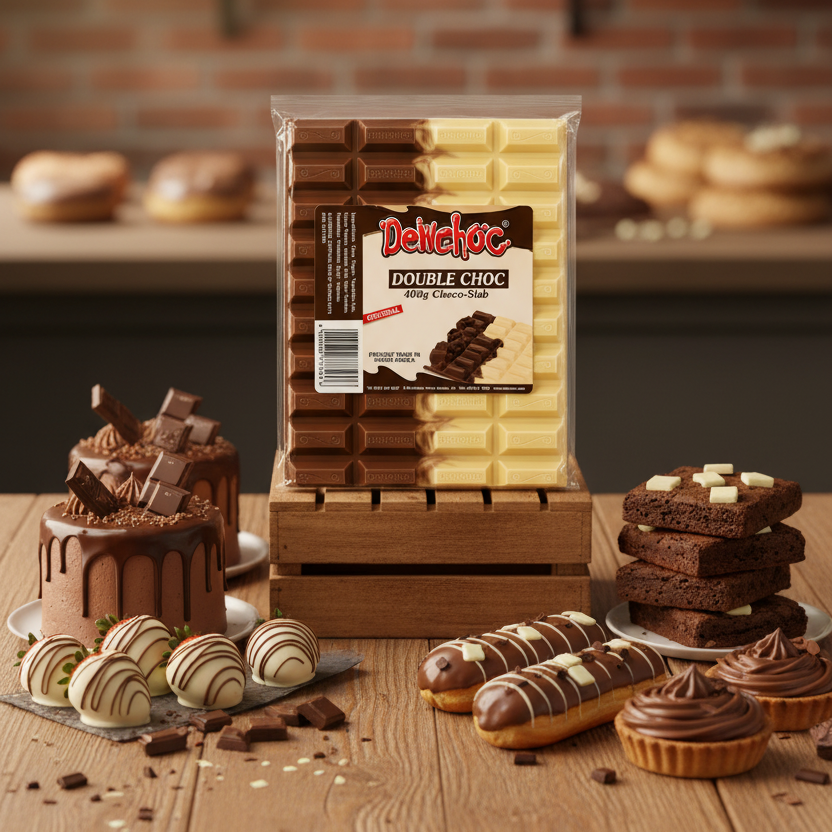 Dewchoc Double Choc Baking Chocolate – Milk & White Chocolate | 400g