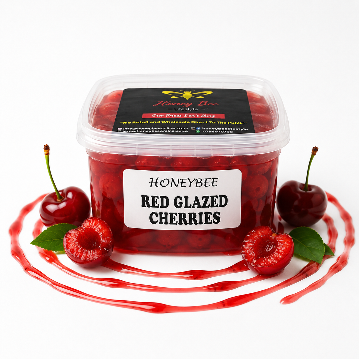Red Glazed Cherries Fruit Topping - Assorted sizes