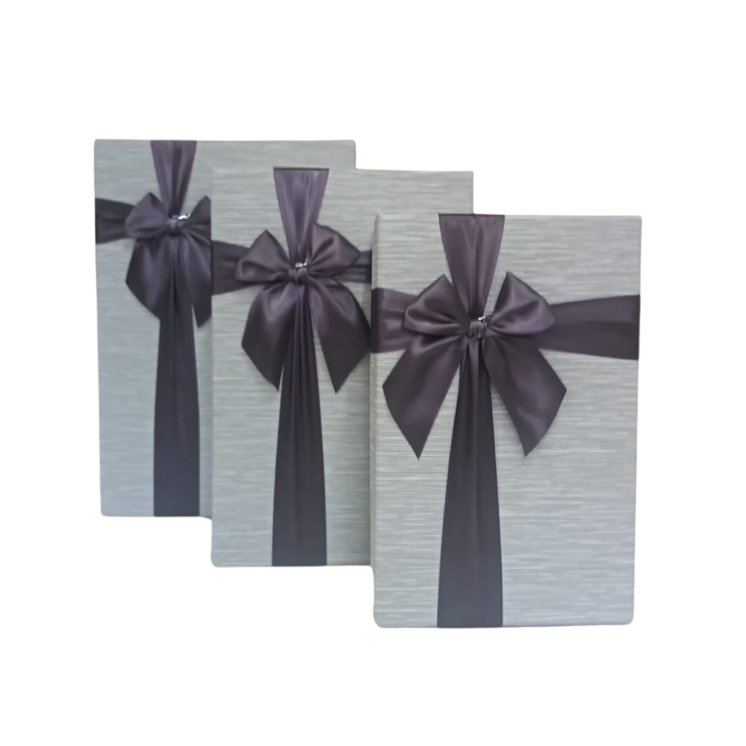 Gift Boxes - Rectangle, Grey with Black Bow