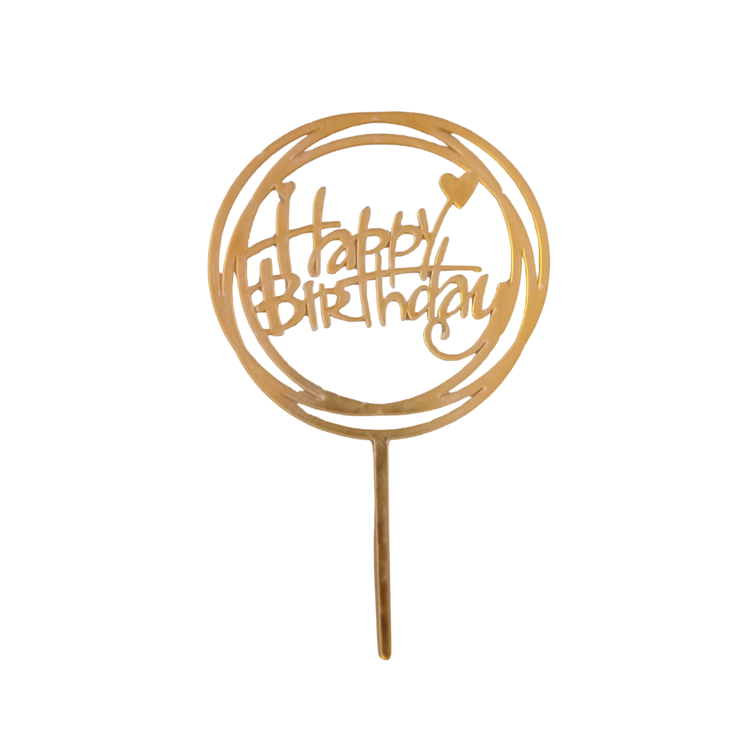 Happy Birthday Cake Topper - Plain, Acrylic