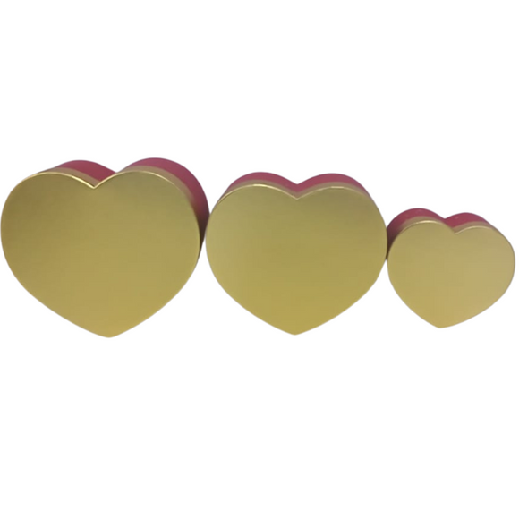 Valentine's Gift Boxes - Heart, Red with Gold Lid