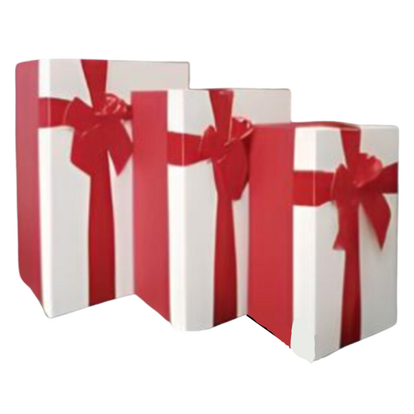 Love Gift Boxes - Rectangle, Red & Cream with Bow