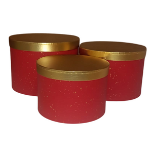 Love Gift Boxes - Round, Red with Gold Lid