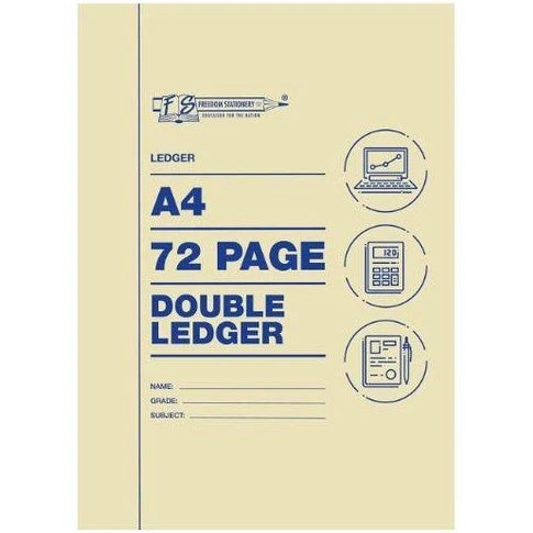 A4 Softcover Double Ledger 72 Page, Freedom Stationery