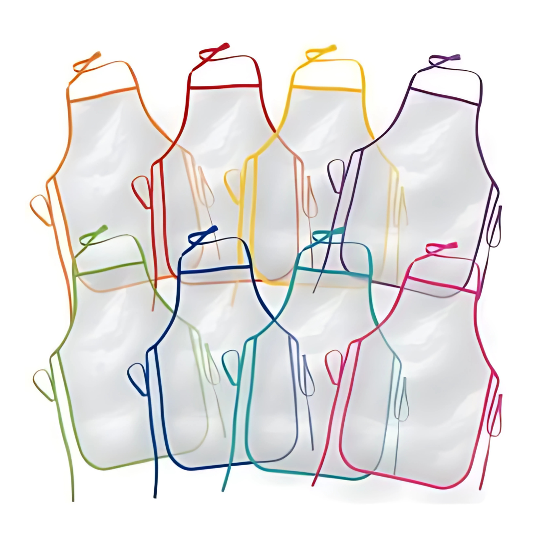 Transparent Plastic Kiddies Apron - Colour Trim